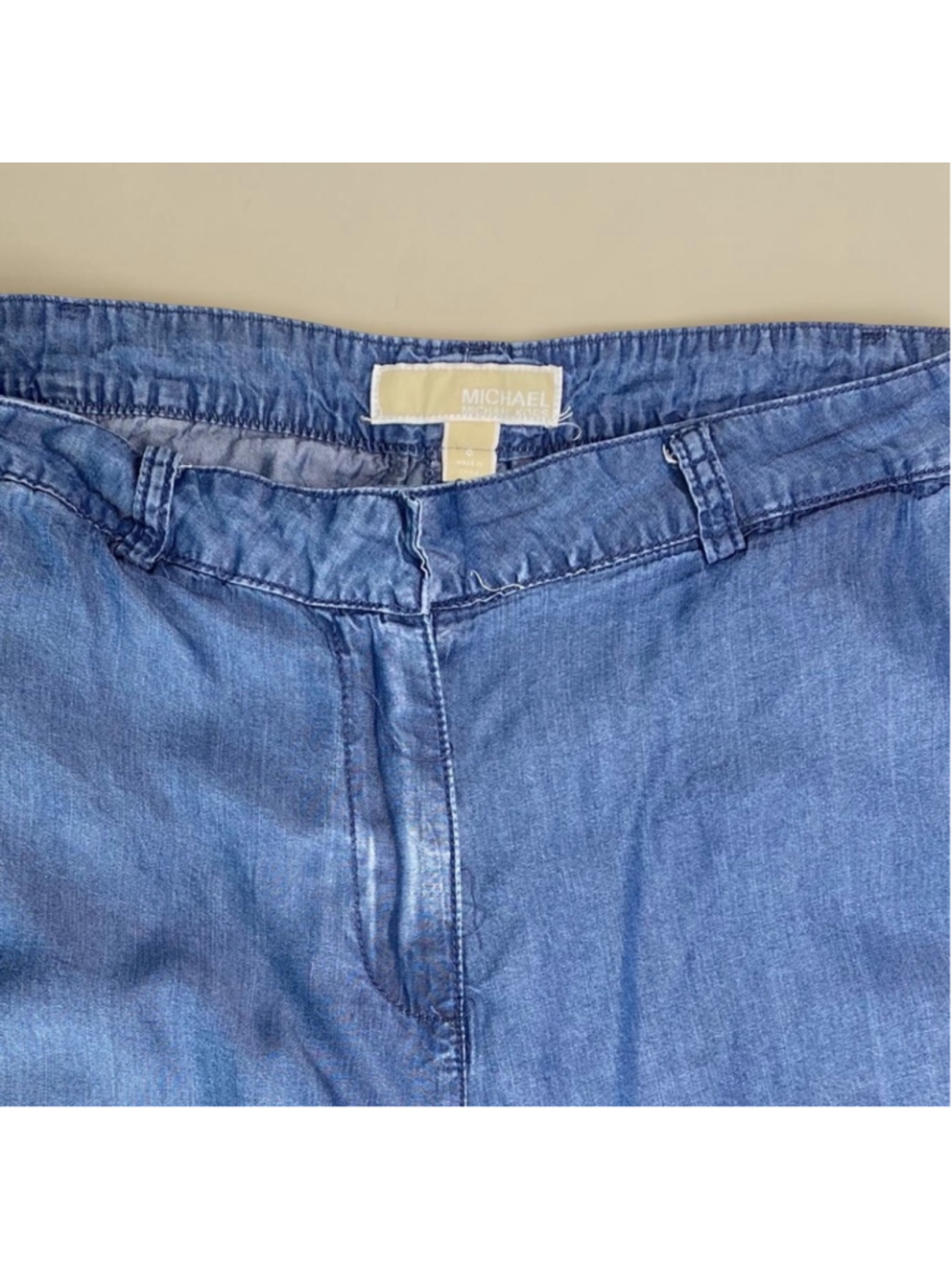 Women's Michael Kors Blue Chambray Wide Leg Pants S - Picture 3 of 9